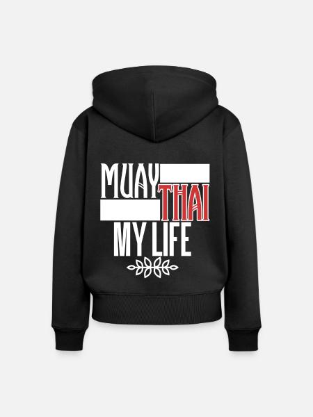 Muay Thai - Frauen Premium Bio Zip Hoodie - Schwarz