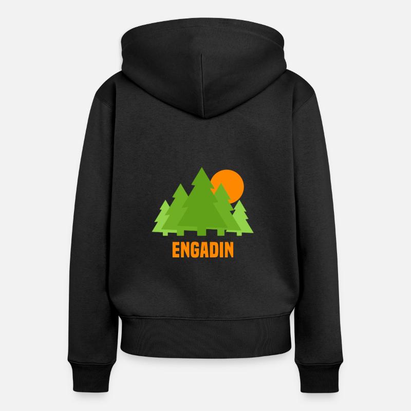 Engadine - Sweat à capuche zippé Premium bio Femme - noir
