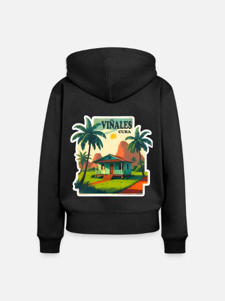 Vinales Kuba - Frauen Premium Bio Zip Hoodie - Schwarz
