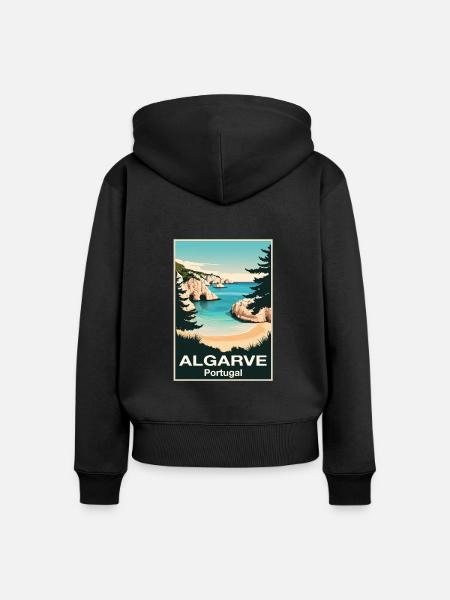Algarve - Frauen Premium Bio Zip Hoodie - Schwarz