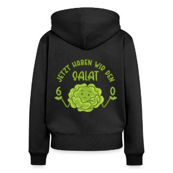 60 Jetzt haben wir den Salat - 60. Geburtstag - Frauen Premium Bio Zip Hoodie - Schwarz - Hinten - Julia (174cm)