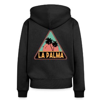 Palmiers Triangle La Palma - Sweat à capuche zippé Premium bio Femme - noir - Dos - Julia (174cm)