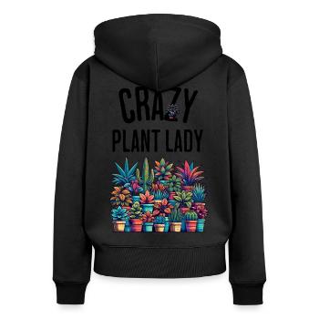 Plante Folle Femme Drôle Dicton Plante D’intérieur - Sweat à capuche zippé Premium bio Femme - noir - Dos - Julia (174cm)