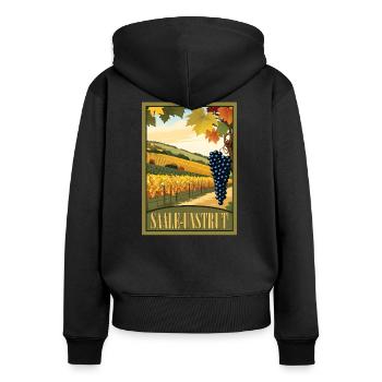 Saale Unstrut Weinberg - Frauen Premium Bio Zip Hoodie - Schwarz - Hinten - Julia (174cm)