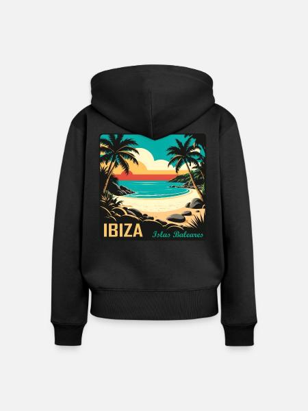 Ibiza Balearen - Frauen Premium Bio Zip Hoodie - Schwarz
