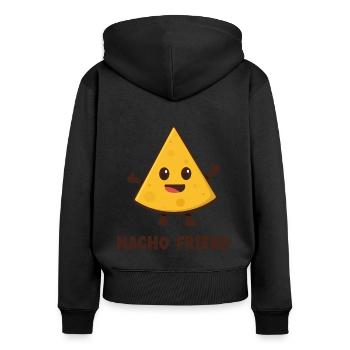 Nacho Freund - Frauen Premium Bio Zip Hoodie - Schwarz - Hinten - Julia (174cm)