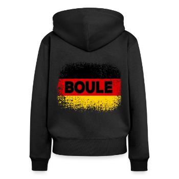 Boule Deutschland Fahne Pétanque Spieler - Frauen Premium Bio Zip Hoodie - Schwarz - Hinten - Julia (174cm)