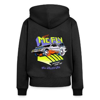 Back To The Future Hey McFly Time Machine - Women's Premium Organic Zip Hoodie - black - Back - Julia (174cm)
