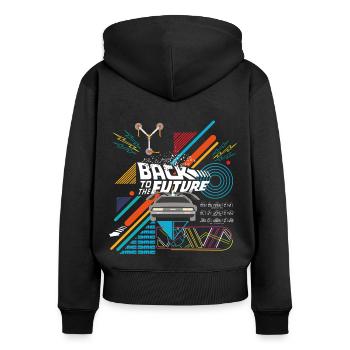 Zurück In Die Zukunft Logo Zeitmaschine Delorean - Frauen Premium Bio Zip Hoodie - Schwarz - Hinten - Julia (174cm)