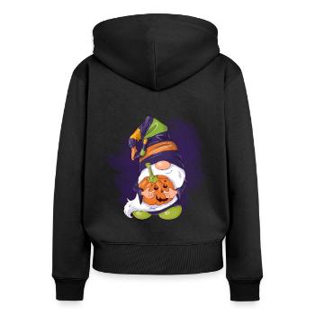 Halloween-Wichtel - Frauen Premium Bio Zip Hoodie - Schwarz - Hinten - Julia (174cm)