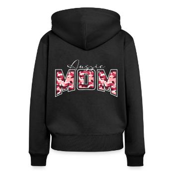 Aussie Mom camouflage pattern lettering - Women's Premium Organic Zip Hoodie - black - Back - Julia (174cm)