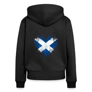 Schottland Herz - Frauen Premium Bio Zip Hoodie - Schwarz - Hinten - Julia (174cm)