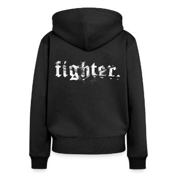 FischerS fighter. broken in white - Women's Premium Organic Zip Hoodie - black - Back - Julia (174cm)