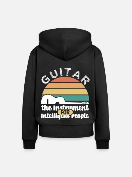 Gitarre retro Spruch - Frauen Premium Bio Zip Hoodie - Schwarz