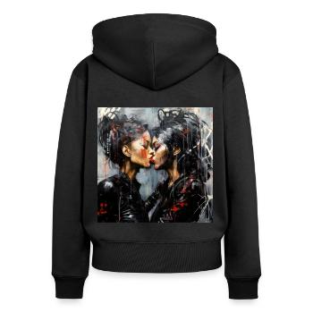 Bad Girls Kiss - Women's Premium Organic Zip Hoodie - black - Back - Julia (174cm)
