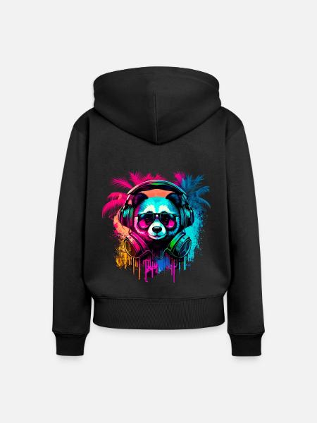 Abstrakter Pandabär - Frauen Premium Bio Zip Hoodie - Schwarz