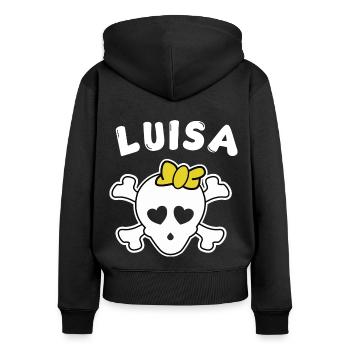 Piratin Luisa Design für Mädchen und Frauen - Frauen Premium Bio Zip Hoodie - Schwarz - Hinten - Julia (174cm)