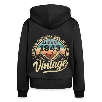 Geburtstag August 1943 Geburtstagsgeschenk August - Frauen Premium Bio Zip Hoodie - Schwarz - Hinten - Julia (174cm)