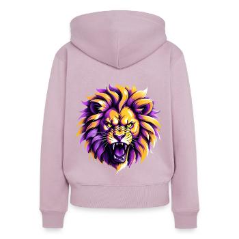 Gelber und lila Löwe Los Angeles - Frauen Premium Bio Zip Hoodie - Altrosa - Hinten - Julia (174cm)