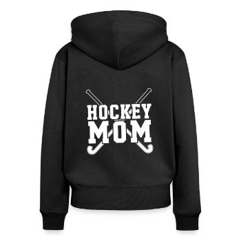 Maman de hockey – Fière maman de hockey sur gazon - Sweat à capuche zippé Premium bio Femme - noir - Dos - Julia (174cm)