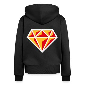 Diamond (Gemstone Brilliant Symbol / NEG Red 3C) - Women's Premium Organic Zip Hoodie - black - Back - Julia (174cm)