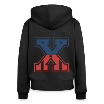 Letter X USA - Women's Premium Organic Zip Hoodie - black - Back - Julia (174cm)