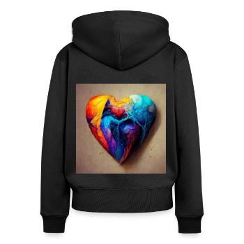 Herz Love Abstract Collection 10 - Frauen Premium Bio Zip Hoodie - Schwarz - Hinten - Julia (174cm)
