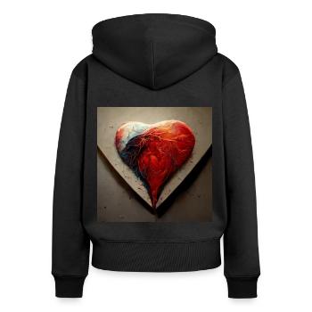 Herz Love Abstract Collection 14 - Frauen Premium Bio Zip Hoodie - Schwarz - Hinten - Julia (174cm)