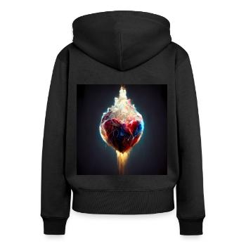 Herz Love Abstract Collection 18 - Frauen Premium Bio Zip Hoodie - Schwarz - Hinten - Julia (174cm)