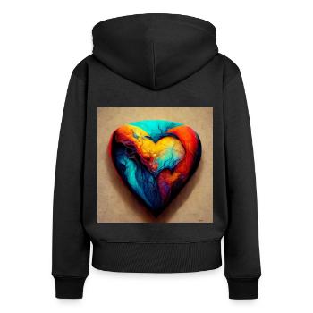 Herz Love Abstract Collection 8 - Frauen Premium Bio Zip Hoodie - Schwarz - Hinten - Julia (174cm)