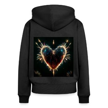 Herz Love Abstract Collection 22 - Frauen Premium Bio Zip Hoodie - Schwarz - Hinten - Julia (174cm)