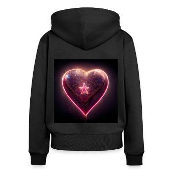 Herz Love Abstract Collection 33 - Frauen Premium Bio Zip Hoodie - Schwarz - Hinten - Julia (174cm)