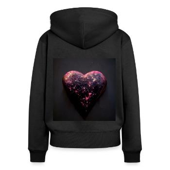 Herz Love Abstract Collection 35 - Frauen Premium Bio Zip Hoodie - Schwarz - Hinten - Julia (174cm)