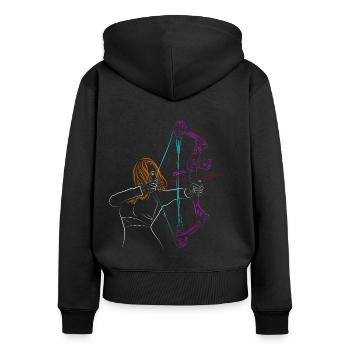 Archer T-Shirt Tir à l’arc - Sweat à capuche zippé Premium bio Femme - noir - Dos - Julia (174cm)