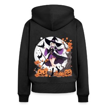 Halloween Anime Hexe - Frauen Premium Bio Zip Hoodie - Schwarz - Hinten - Julia (174cm)