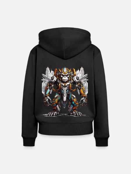 Kybernetische Super-Affen - Frauen Premium Bio Zip Hoodie - Schwarz