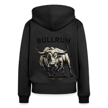 Marché boursier Bull Run Trading Crypto-monnaie - Sweat à capuche zippé Premium bio Femme - noir - Dos - Julia (174cm)