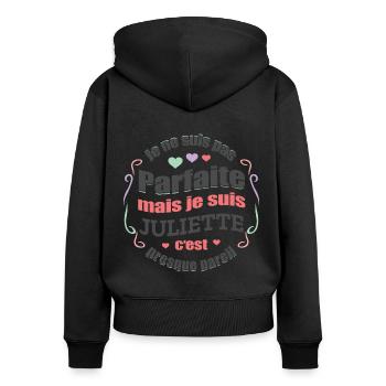 JULIETTE PARFAITE - PRENOM JULIETTE - Sweat à capuche zippé Premium bio Femme - noir - Dos - Julia (174cm)