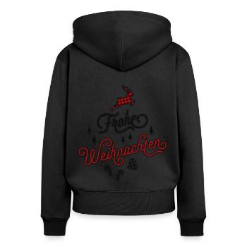 Frohe Weihnachten Ugly Christmas Sweater Geschenk - Frauen Premium Bio Zip Hoodie - Schwarz - Hinten - Julia (174cm)