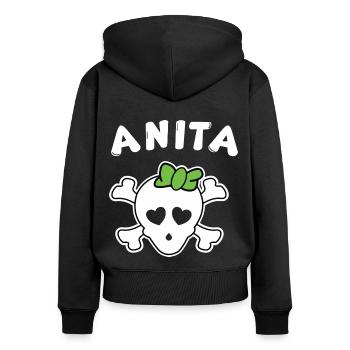 Piratin Anita Design für Mädchen und Frauen - Frauen Premium Bio Zip Hoodie - Schwarz - Hinten - Julia (174cm)