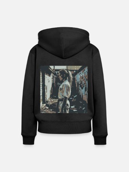 Focus - Streetfight - Frauen Premium Bio Zip Hoodie - Schwarz