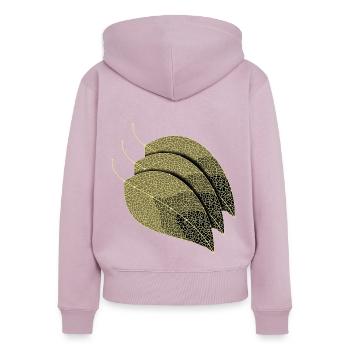 Feuilles décoratives - Sweat à capuche zippé Premium bio Femme - rose poudré - Dos - Julia (174cm)