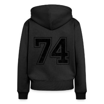 Anzahl 74 - Frauen Premium Bio Zip Hoodie - Schwarz - Hinten - Julia (174cm)