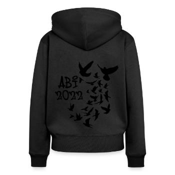 abi 2022,abitur,tauben,vögel,freiheit,fliegen - Frauen Premium Bio Zip Hoodie - Schwarz - Hinten - Julia (174cm)