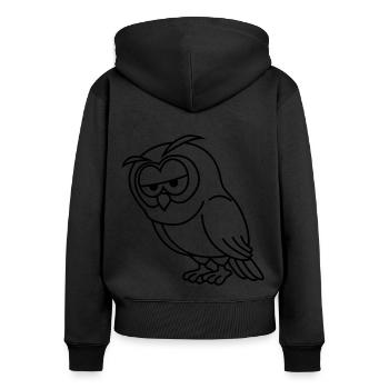 Bande dessinée Owl - Sweat à capuche zippé Premium bio Femme - noir - Dos - Julia (174cm)