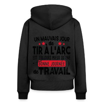 Tir à l'arc Travail Sport Flèche Cadeau Humour - Sweat à capuche zippé Premium bio Femme - noir - Dos - Julia (174cm)