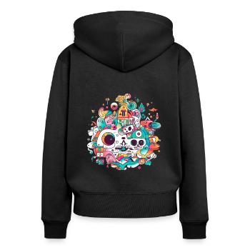 Trippiges Design - Frauen Premium Bio Zip Hoodie - Schwarz - Hinten - Julia (174cm)