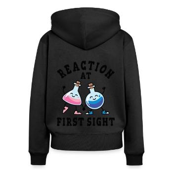 Chemische Reaktion auf den ersten Blick - Frauen Premium Bio Zip Hoodie - Schwarz - Hinten - Julia (174cm)