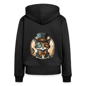 Félin Chic - Sweat à capuche zippé Premium bio Femme - noir - Dos - Julia (174cm)
