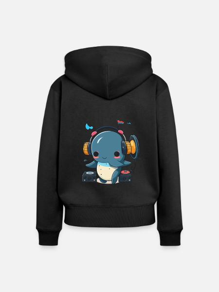 Wal-Beats - Frauen Premium Bio Zip Hoodie - Schwarz